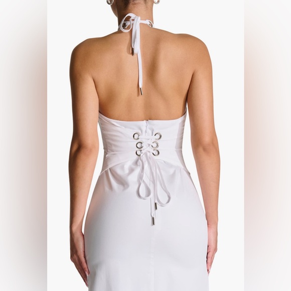 🦢NWT🦢 Naked Wardrobe Corset Halter Shirting Dress - Picture 5 of 7